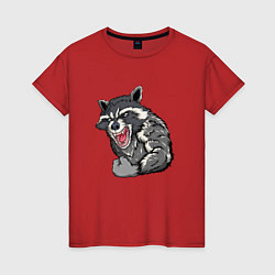 Футболка хлопковая женская Raccoon, цвет: красный
