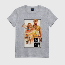Футболка хлопковая женская Каскадеры Райан Гослинг и Эмили Блант, цвет: меланж