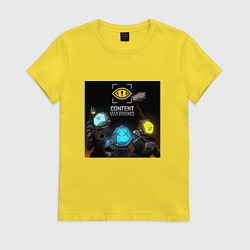 Футболка хлопковая женская Игроки Content Warning, цвет: желтый
