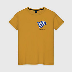 Футболка хлопковая женская Im Greek - motto, цвет: горчичный