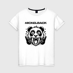 Футболка хлопковая женская Nickelback - rock panda, цвет: белый