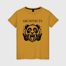 Футболка хлопковая женская Architects - rock panda, цвет: горчичный