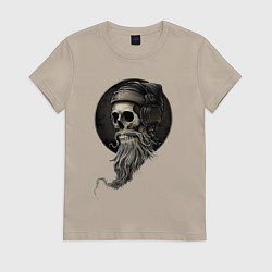 Женская футболка Череп в наушниках с бородой