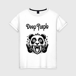 Футболка хлопковая женская Deep Purple - rock panda, цвет: белый