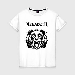 Футболка хлопковая женская Megadeth - rock panda, цвет: белый