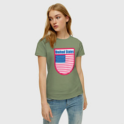 Футболка хлопковая женская United States, цвет: авокадо — фото 2