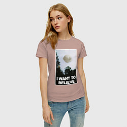 Футболка хлопковая женская X files - dumpling, цвет: пыльно-розовый — фото 2