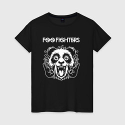 Футболка хлопковая женская Foo Fighters rock panda, цвет: черный