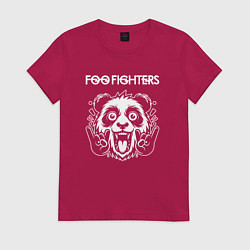 Футболка хлопковая женская Foo Fighters rock panda, цвет: маджента