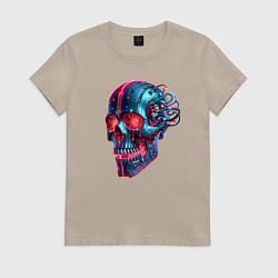 Женская футболка Metal cyber skull - ai art