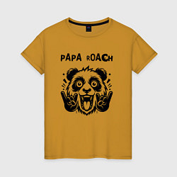 Футболка хлопковая женская Papa Roach - rock panda, цвет: горчичный