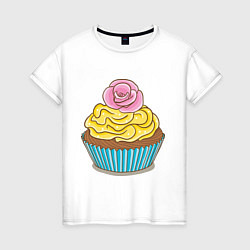Женская футболка Кекс с розочкой