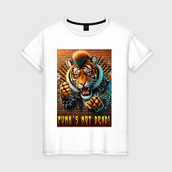 Женская футболка Punks not dead - motto tiger