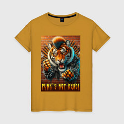 Женская футболка Punks not dead - motto tiger