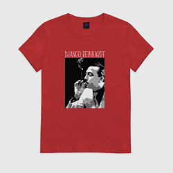 Футболка хлопковая женская Django Reinhardt legendary jazz guitarist, цвет: красный