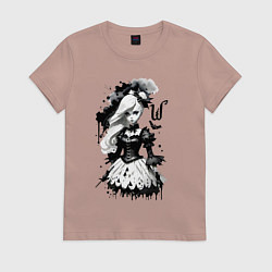 Футболка хлопковая женская Baby witch - fantasy ai art, цвет: пыльно-розовый