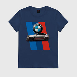 Футболка хлопковая женская Кроссовер BMW X6 M, цвет: тёмно-синий