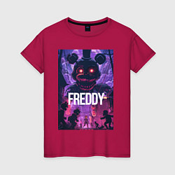 Футболка хлопковая женская Freddy - мишка Фредди, цвет: маджента