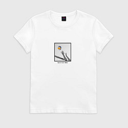 Футболка хлопковая женская Every moment - волейбол, цвет: белый