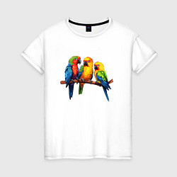 Женская футболка Разговор попугаев