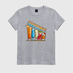 Футболка хлопковая женская Красочные коктейли, цвет: меланж