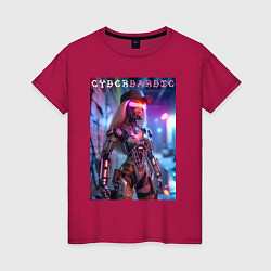Футболка хлопковая женская Cyber Barbie - neon glow fantasy, цвет: маджента