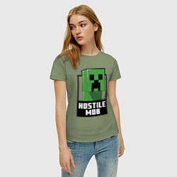 Футболка хлопковая женская Minecraft hostile mob, цвет: авокадо — фото 2