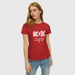 Футболка хлопковая женская AC DC - You shook me all night long 1980, цвет: красный — фото 2