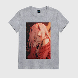 Женская футболка Человек-бензопила Пауэр Охотница на демонов