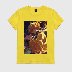 Футболка хлопковая женская Клинок, рассекающий демонов Дзэнъицу Агацума охотн, цвет: желтый