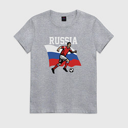 Футболка хлопковая женская Russia football inscription, цвет: меланж