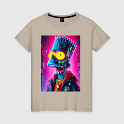 Женская футболка Cyber Bart Simpson - neon glow ai art