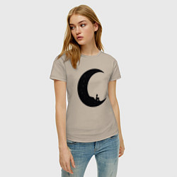 Футболка хлопковая женская Moon boy, цвет: миндальный — фото 2