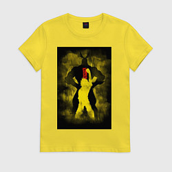 Футболка хлопковая женская Моя геройская академия Всемогущий Номер один, цвет: желтый