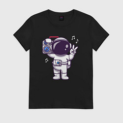 Женская футболка Космонавт с бумбоксом
