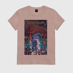 Футболка хлопковая женская Магическая битва Юдзи Итадори Сукуна Рёмэн, цвет: пыльно-розовый