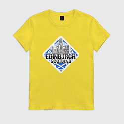 Футболка хлопковая женская Эдинбург - Шотландия, цвет: желтый