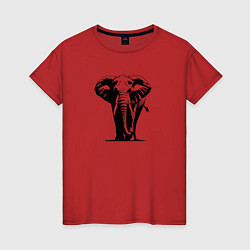 Футболка хлопковая женская Слон силуэт, цвет: красный