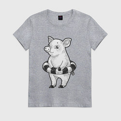 Женская футболка Поросёнок в спасательном круге