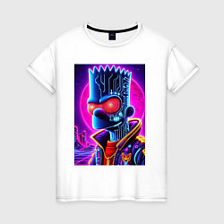 Футболка хлопковая женская Cool Bart Simpson - neon glow, цвет: белый