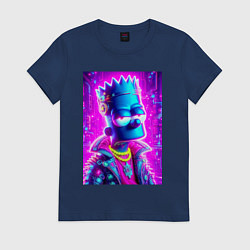 Женская футболка Кибер Барт цвета ультрамарин - нейросеть