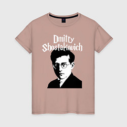 Женская футболка Дмитрий Шостакович с портретом