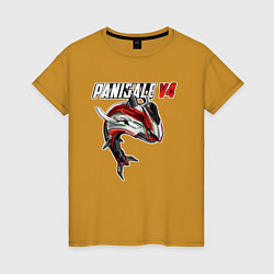 Футболка хлопковая женская Ducati Panigale shark, цвет: горчичный