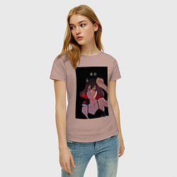 Футболка хлопковая женская Чёрный клевер неро, цвет: пыльно-розовый — фото 2