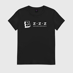 Футболка хлопковая женская Zenless zone zero логотип, цвет: черный