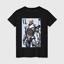 Футболка хлопковая женская Vladimir Lenin - cyberpunk fantasy, цвет: черный