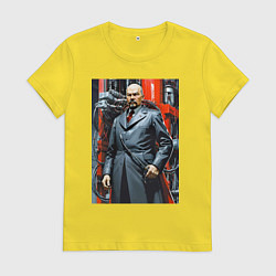 Женская футболка Ленин в кожанке - киберпанк