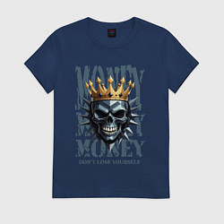 Женская футболка Череп с короной на фоне денег