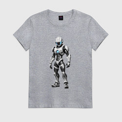 Футболка хлопковая женская Робот кибергеймер, цвет: меланж