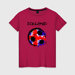 Футболка хлопковая женская Сборная Исландии, цвет: маджента